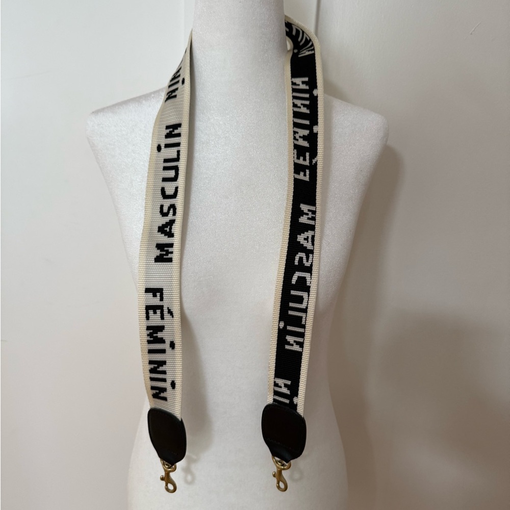 Clare V Black and White bag strap with Woven Design